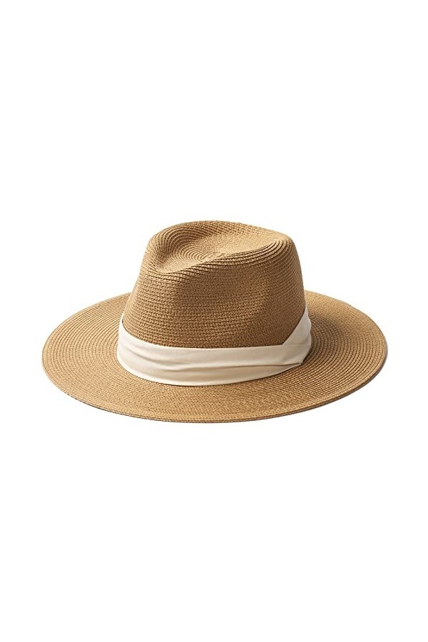 FURTALK Panama Unisexe Chapeau de Paille à Larges Bords Chapeau de Soleil pour Femmes et Hommes Chapeau de Paille Ajustable