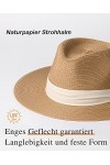 FURTALK Panama Unisexe Chapeau de Paille à Larges Bords Chapeau de Soleil pour Femmes et Hommes Chapeau de Paille Ajustable