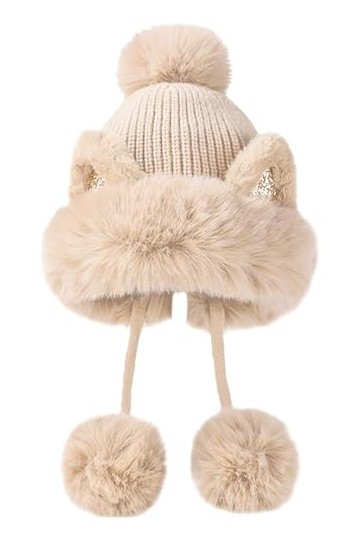 Malaxlx Bonnet dhiver péruvien pour femme - Bonnet en tricot - Bonnet dhiver chaud - Bonnet en fourrure - Bonnet à pompon -