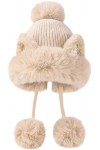 Malaxlx Bonnet dhiver péruvien pour femme - Bonnet en tricot - Bonnet dhiver chaud - Bonnet en fourrure - Bonnet à pompon -