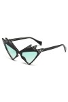 MUTYNE Lunettes de soleil Cat-Eye Frame avec cristaux Triangle Diamond Star Decor Shades Sun Glassed pour femme, vert, taille