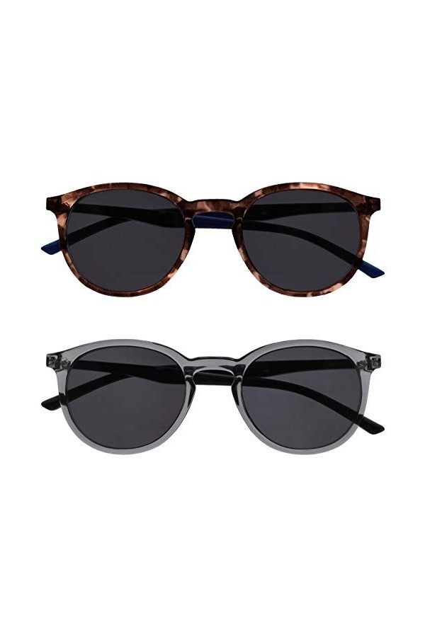 Opulize Met Pack 2 Grand Hommes Femmes Gris Transparent Noir Armes Lecteurs Soleil UV400 SS60-7C +0,00