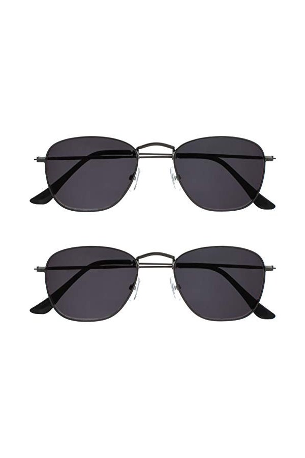 Opulize Sky Pack 2 Mince Bordé Bronze À Canon Mat Pointes Noirs Hommes Femmes Lecteurs Soleil Lunettes De Lecture UV400 SS95-