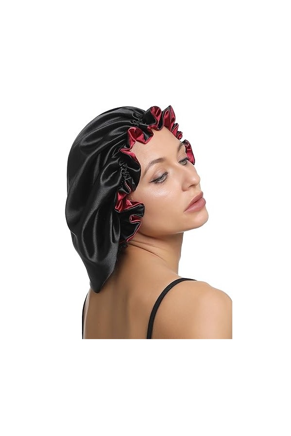 SENGTERM Bonnet&nbsp;De&nbsp;Nuit&nbsp;100&nbsp;%&nbsp;Soie&nbsp;De&nbsp;Mûrier&nbsp;19&nbsp;Momme&nbsp;Double&nbsp;Couch Sommeil&nbsp;De&nbsp;Soie&nbsp;Bonnet&nbsp;De&nbsp;Nuit&nbsp;pour&nbsp;Femme&nbsp;Cheveux&nbsp;Bouclés&nbsp;