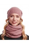 Hilltop Lot de 2 écharpes dhiver et bonnet en tricot assorti, Rose, taille unique