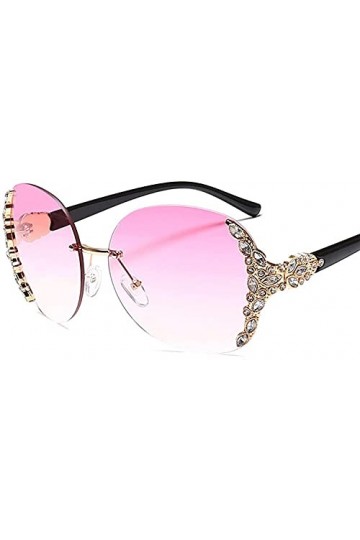 Fisecnoo Lunettes de soleil sans monture pour femme - Monture large avec diamants - Lunettes de soleil polarisées pour prise 