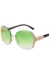 Fisecnoo Lunettes de soleil sans monture pour femme - Monture large avec diamants - Lunettes de soleil polarisées pour prise 