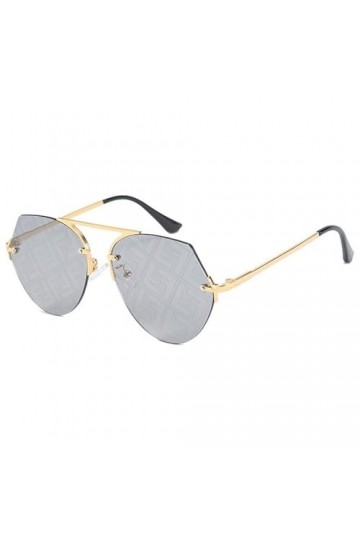 Lunettes de Soleil Mode sans Monture Femmes Lunettes décoratives à la Mode Lunettes Roses Nuances Hommes UV400 Color : Gold-