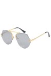 Lunettes de Soleil Mode sans Monture Femmes Lunettes décoratives à la Mode Lunettes Roses Nuances Hommes UV400 Color : Gold-