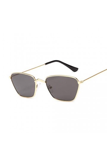 HAOMAO Lunettes de Soleil carrées Vintage Punk pour Femmes Hommes Petit Cadre en métal Goldgray