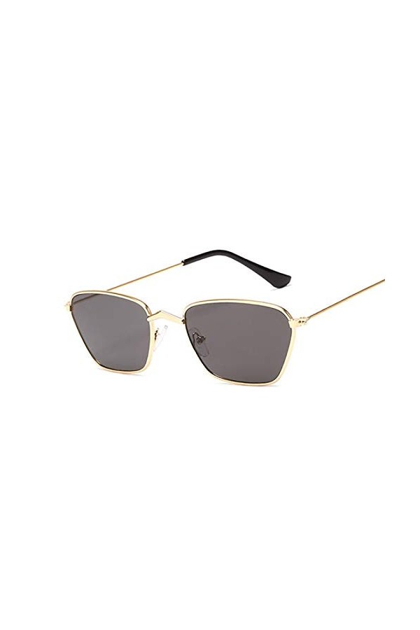 HAOMAO Lunettes de Soleil carrées Vintage Punk pour Femmes Hommes Petit Cadre en métal Goldgray