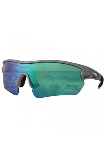 OUTDOORSPARTA Lunettes de soleil 6ème cadre argenté, lentille miroir verte 