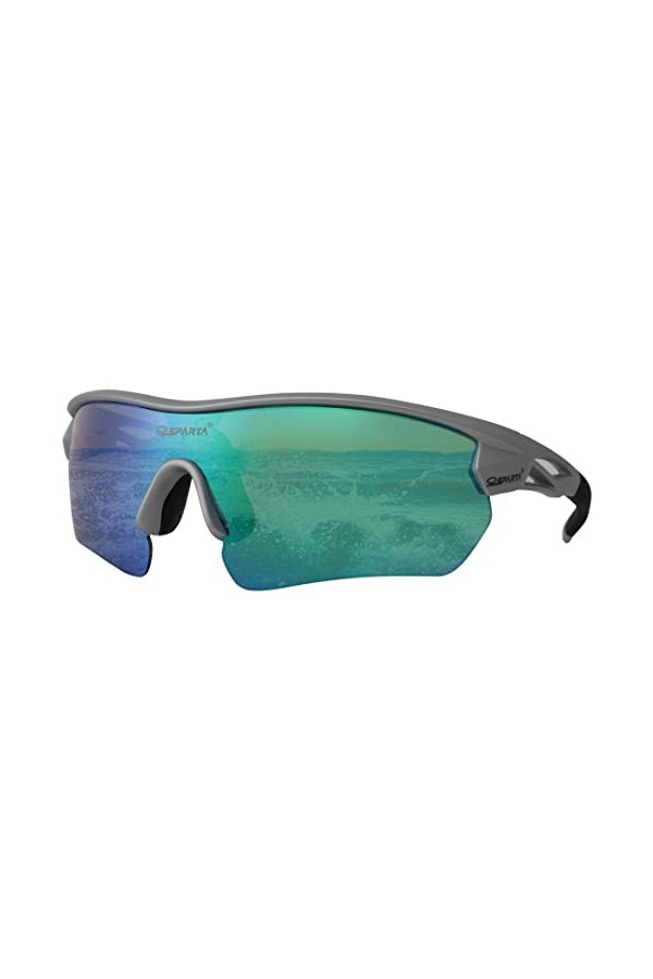 OUTDOORSPARTA Lunettes de soleil 6ème cadre argenté, lentille miroir verte 