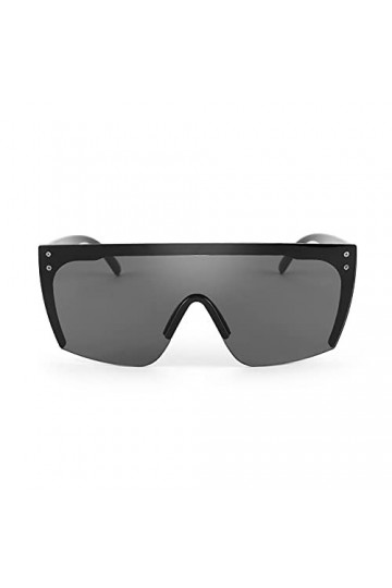 FEISEDY Lunettes de soleil miroir surdimensionnées sans bord pour femme classique Flat Top Shield Lunettes de soleil pour hom