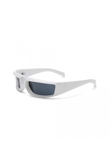 YAMEIZE Sport Lunettes de soleil Vintage Moda-Vélo Wrap Around Rectangle Protection UV400 Lunettes Hommes Femmes Blanc