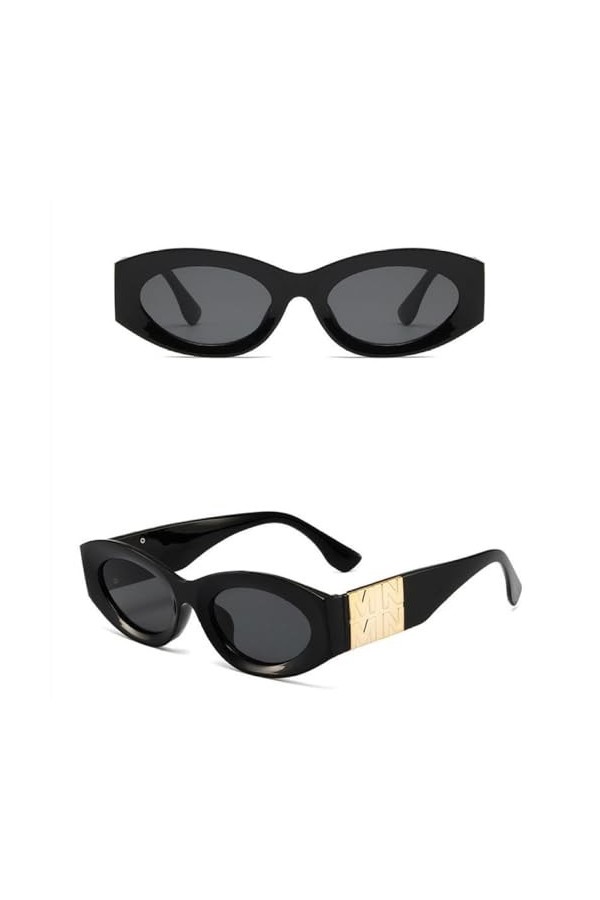 MUTYNE Lunettes de Soleil Rétro Noir Oeil de Chat Femme Mode Triangle Lunettes de Soleil Vintage Femme Nuances Conduite, C02,