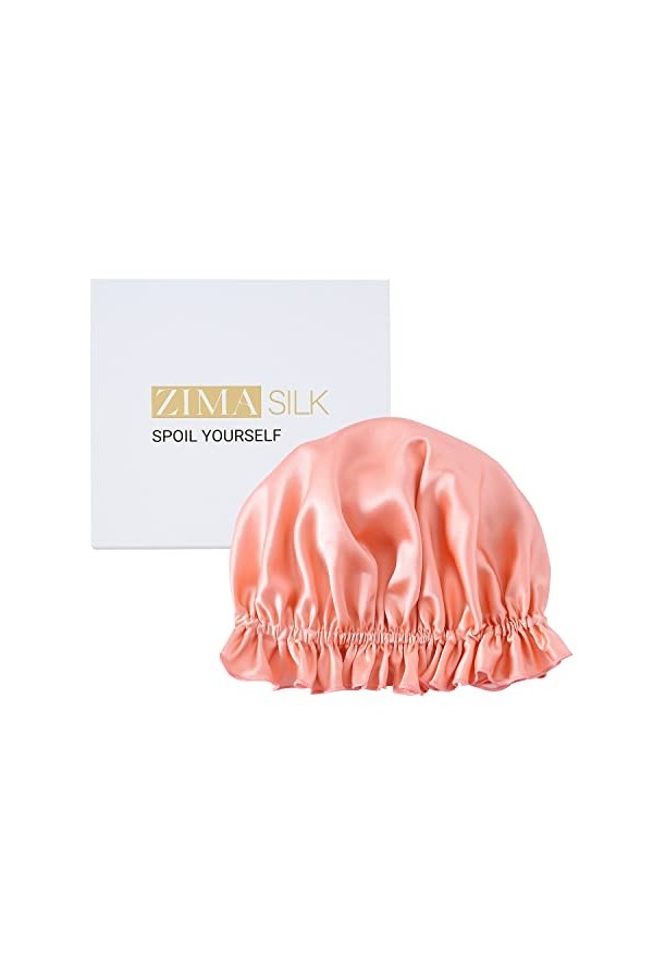 ZIMASILK Bonnet 100 % soie de mûrier pour femme, double couche, écharpe de cheveux en soie pour dormir avec élastique pour re