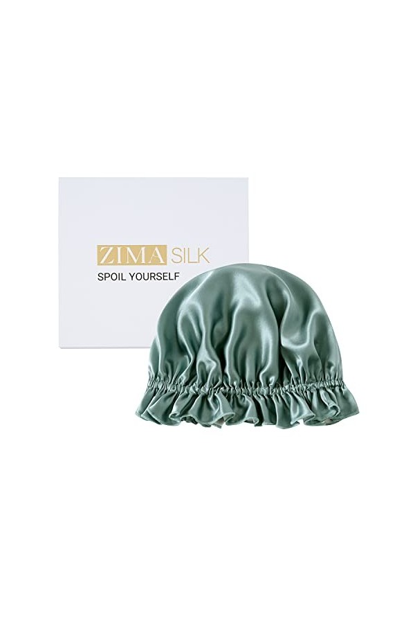 ZIMASILK Bonnet 100 % soie de mûrier pour femme, double couche, écharpe de cheveux en soie pour dormir avec élastique pour re