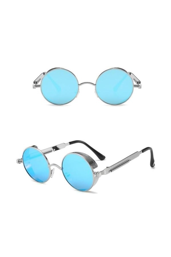 MUTYNE Lunettes de Soleil Gothiques Steampunk Classiques Femme Vintage Ronde Cadre en Métal Lunettes de Soleil Femme Mâle UV4