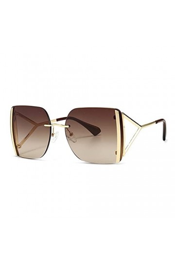 HNGM Lunettes de Soleil Rétro Coupure carrée carrée Creuse Jambe Lunettes de Soleil Femme élégant Alliage Gradient Lunettes d