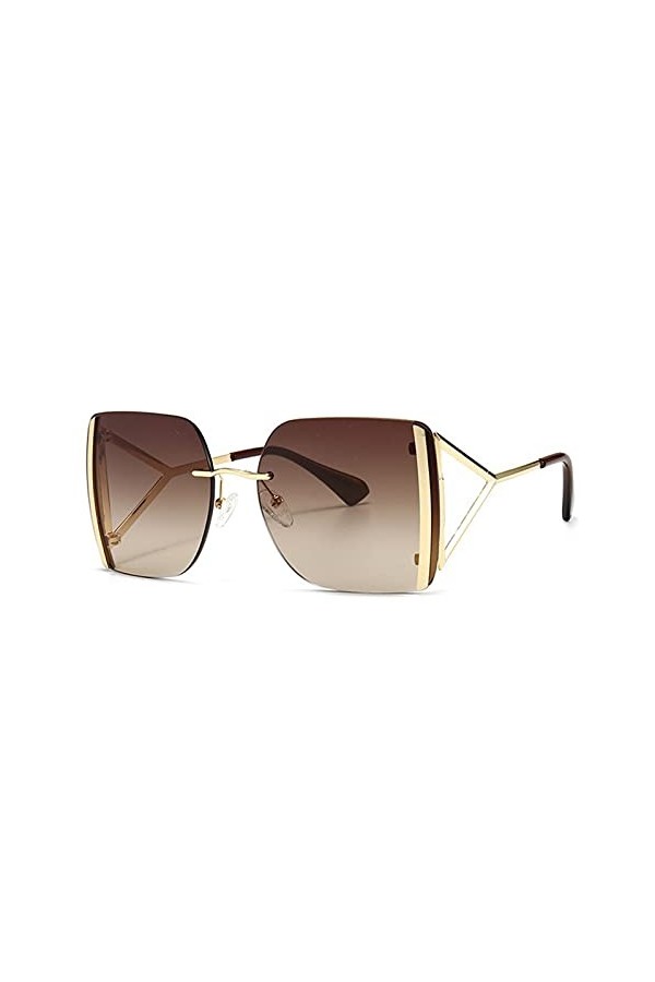 HNGM Lunettes de Soleil Rétro Coupure carrée carrée Creuse Jambe Lunettes de Soleil Femme élégant Alliage Gradient Lunettes d