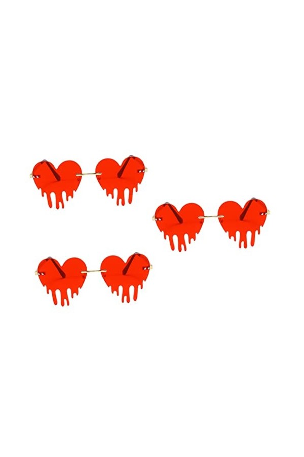 SOIMISS 3 Paires Lunettes De Goutte Damour Lunettes De Diffraction Lunettes Teintées Damour Lunettes De Fête Teintées Des L