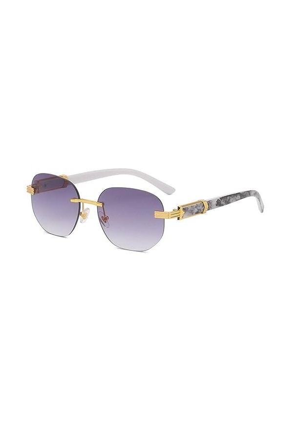 MUTYNE Lunettes de soleil carrées rétro sans monture Hommes Designer Grain de marbre à la mode Lunettes de mode pour femmes L