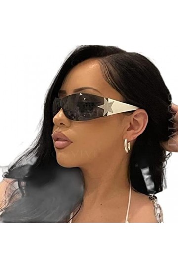 Lunettes de soleil de sport punk pour femme - Lunettes de soleil enveloppantes pour homme - Une pièce tendance - 4