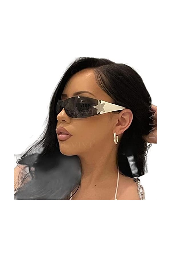 Lunettes de soleil de sport punk pour femme - Lunettes de soleil enveloppantes pour homme - Une pièce tendance - 4