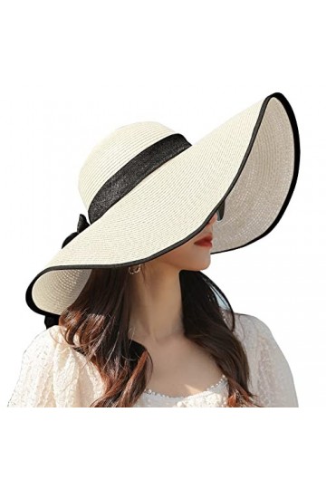 BABAHU Chapeau de soleil pliable à bord large pour femme - Protection UV 50+, 07-Style White, taille unique