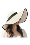 BABAHU Chapeau de soleil pliable à bord large pour femme - Protection UV 50+, 07-Style White, taille unique