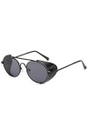 AMFG Lunettes De Soleil Punk Rondes Femmes Et Hommes Lunettes De Soleil Pare-Brise Lunettes De Soleil en Plein Air Verres Déc