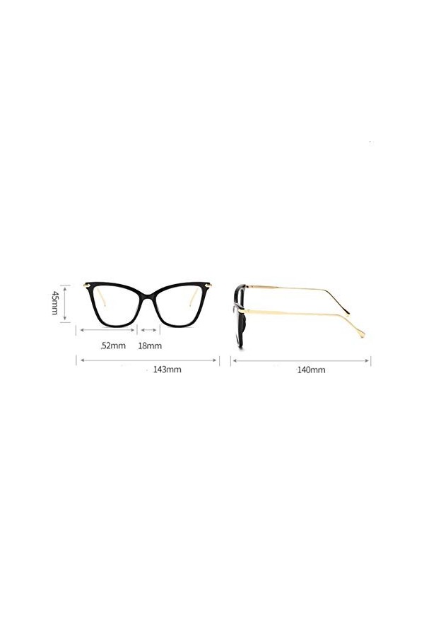 AleXanDer1 Lunette de Soleil Lunettes De Chat Lunettes Cadre Femmes Lunettes Transparentes Cadre Cadre Grand Cadre Lunettes D
