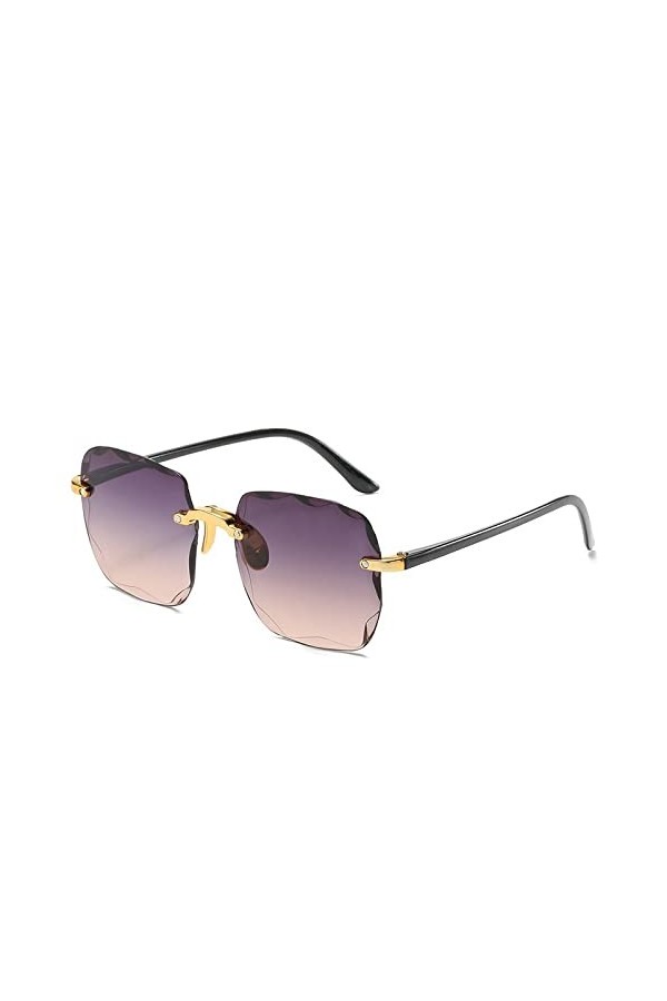 HPIRME Lunettes de soleil carrées sans monture femmes Designer lunettes dété lunettes de soleil pour hommes UV400 nuances, C