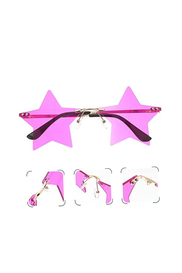 USHOBE 4 Paires De Lunettes De Soleil De Fête Lunettes Étoiles Teintées Lunettes Sans Monture Étoiles Lunettes De Fête À La M
