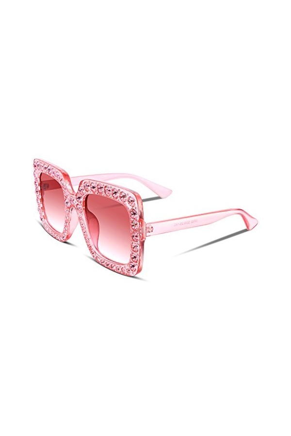 FEISEDY Lunettes De Soleil Design En Cristal Scintillant Surdimensionné Carré Épais Cadre Femmes B2283