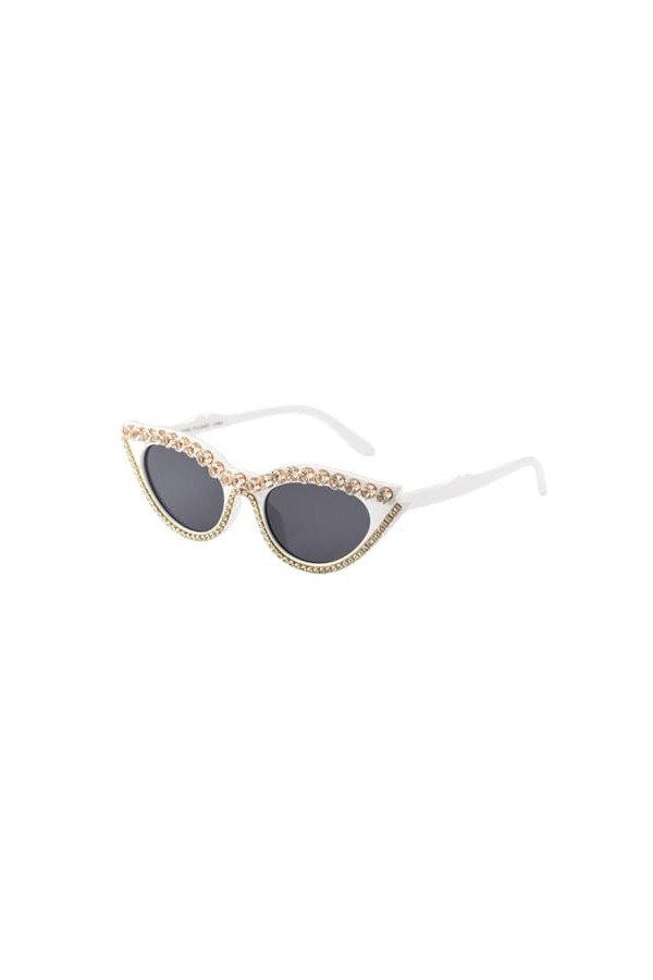 Lunettes de Soleil rétro œil de Chat en Strass pour Femmes, C2, Taille Unique