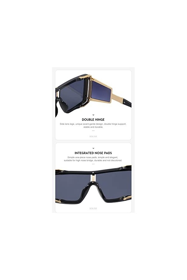 UNDIFY Lunettes De Soleil À Monture Carrée À La Mode Lunettes De Soleil De Luxe Légères Lunettes À Grande Monture Lunettes De