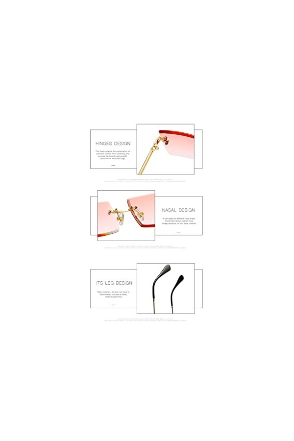 UNDIFY Lunettes De Soleil À La Mode For Femmes Lunettes De Soleil À Bords Coupés Sans Monture Lunettes De Soleil En Métal Lun