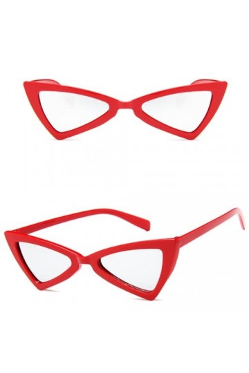 HPIRME Lunettes de Soleil Oeil de Chat Femme Vintage Papillon Miroir Lunettes de Soleil Femme Rétro Style Triangle Lunettes, 