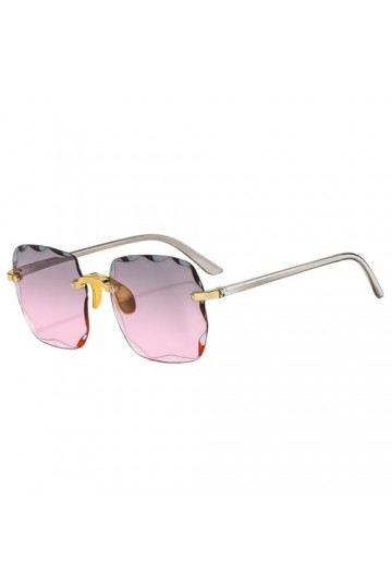 HPIRME Lunettes de soleil carrées femme dégradé miroir lunettes de soleil sans cadre femme vintage surdimensionné sans montur