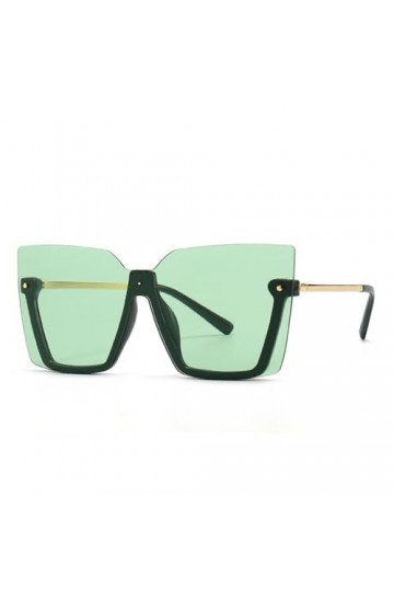HPIRME lunettes de soleil sans monture en métal pour femmes lunettes de soleil sans monture œil de chat, noir, vert, taille u