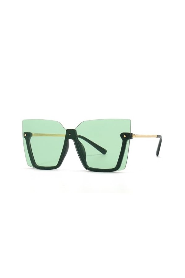 HPIRME lunettes de soleil sans monture en métal pour femmes lunettes de soleil sans monture œil de chat, noir, vert, taille u
