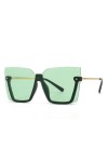 HPIRME lunettes de soleil sans monture en métal pour femmes lunettes de soleil sans monture œil de chat, noir, vert, taille u