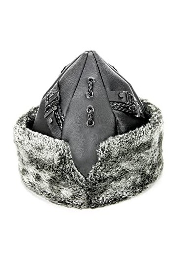 Miss Tesettür Chapeau turc ottoman Bork, Ertugrul Bonnet dhiver en fausse fourrure, Gris/Style-15, M