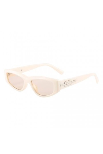 Lunettes de Soleil à Petite Monture Oeil de Chat Décoration en métal Lunettes de Soleil pour Femmes UV400,Beige,Taille Unique