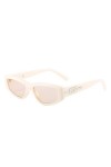 Lunettes de Soleil à Petite Monture Oeil de Chat Décoration en métal Lunettes de Soleil pour Femmes UV400,Beige,Taille Unique