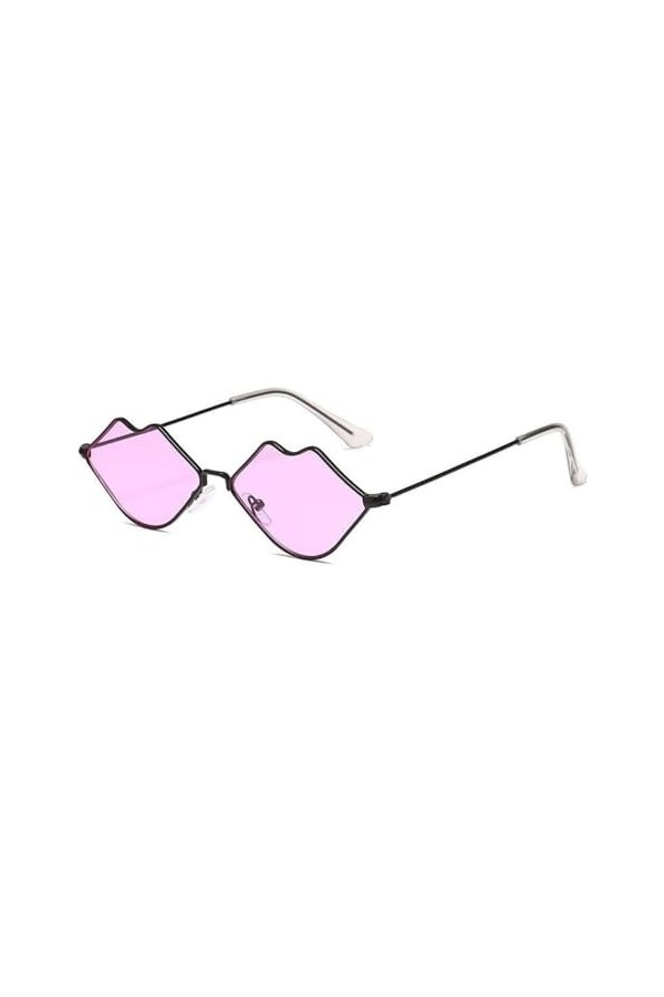 HPIRME Lunettes de soleil à petite monture femme rétro lèvres miroir lunettes de soleil en métal femme vintage, 3, taille uni