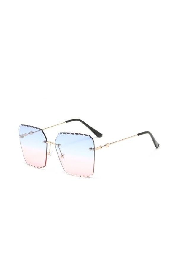Lunettes de Soleil sans Cadre, Lunettes de Soleil quadrilatères à Grande Monture pour Hommes et Femmes,C2,Taille Unique