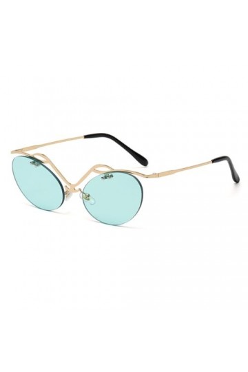 Lunettes de Soleil Oeil de Chat Femmes Hommes Lunettes de Conduite sans Monture à Monture Creuse Lunettes de Fête Steampunk R